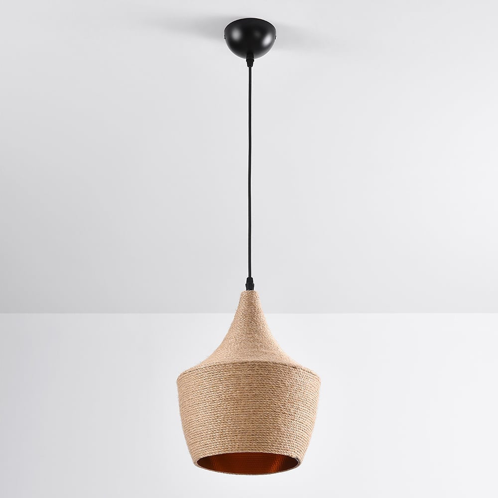Corda Hemp Rope Pendant Light — Natural & Gold