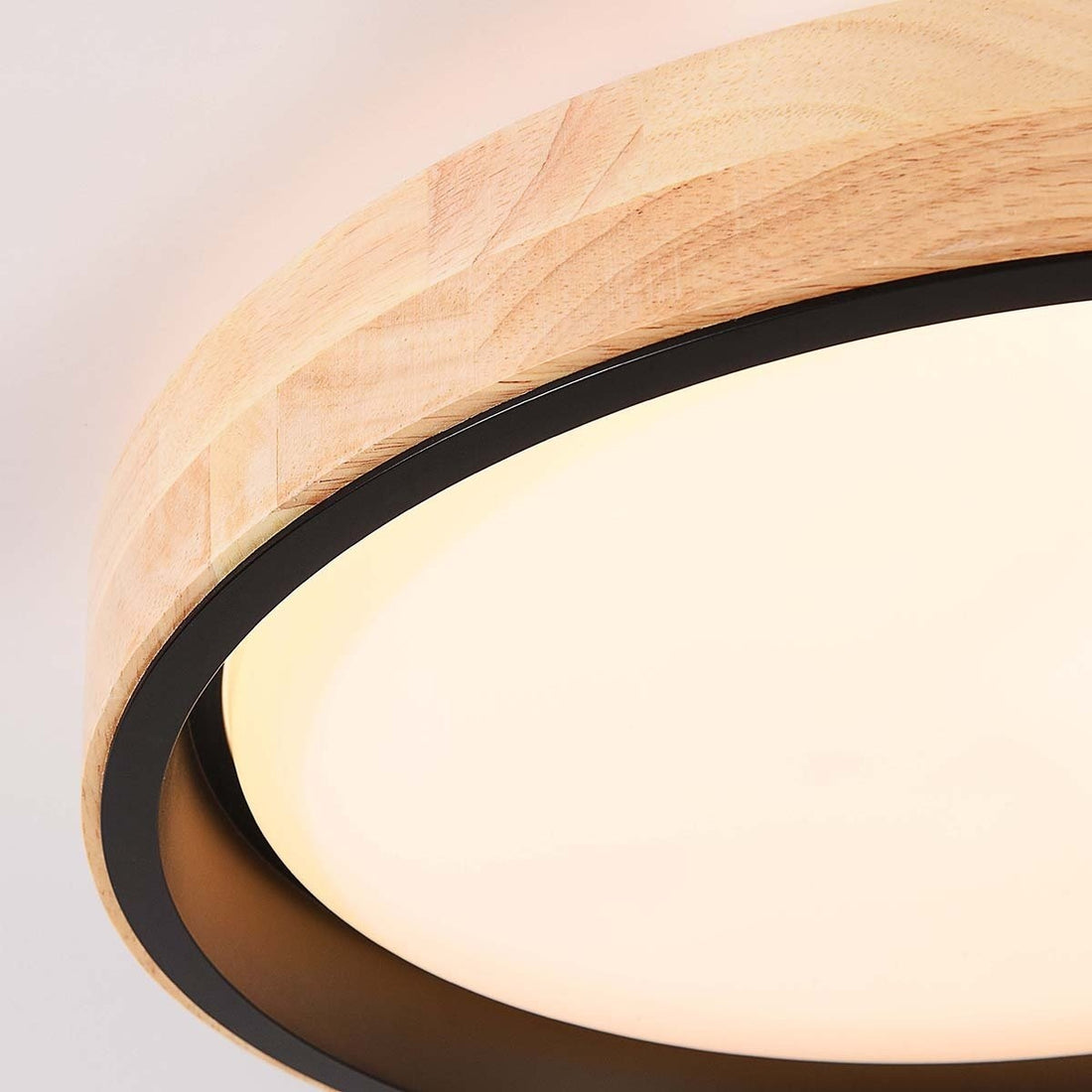 Oda LED Ceiling Light — Black & Oak Look, 41 cm