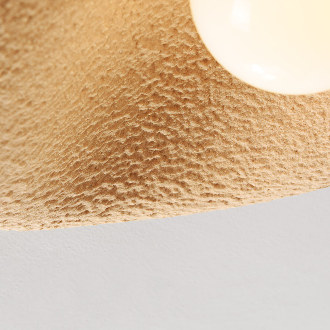 Kaia Curved Stone-Effect Ceiling Light — Light Caramel, 41 cm