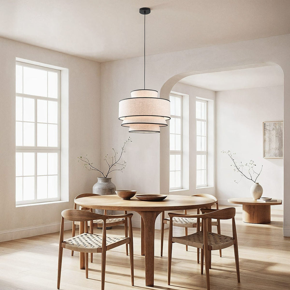 Black and White detail on Nori Linen Pendant Light — Natural & Black, 50 cm