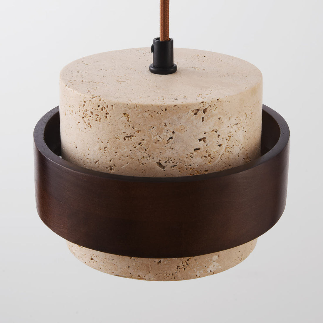 Tsumi single pendant light with wooden detailing in modern kitchen interior