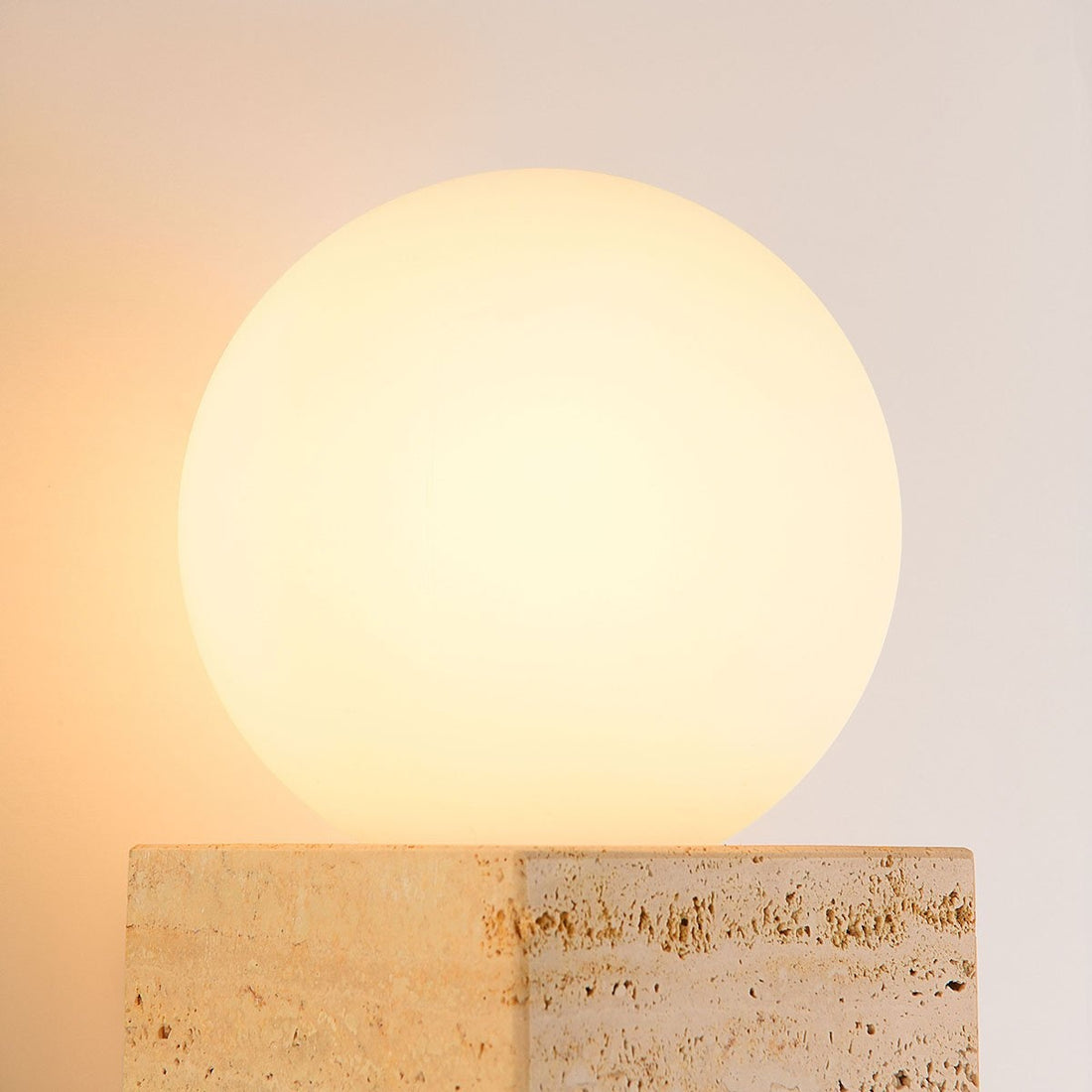 Isla Travertine Globe Wall Light — Sand Beige