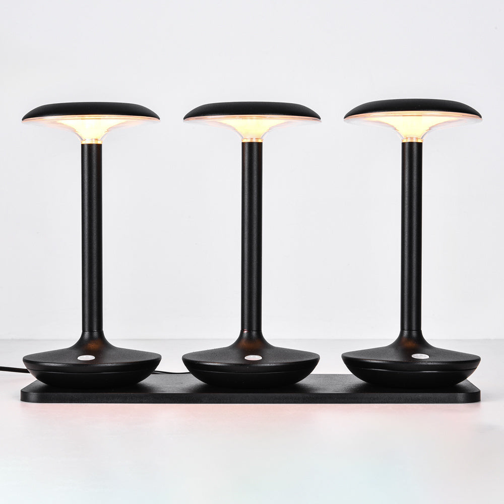 Trio Wireless Table Lamp Set — Black, Charging Station