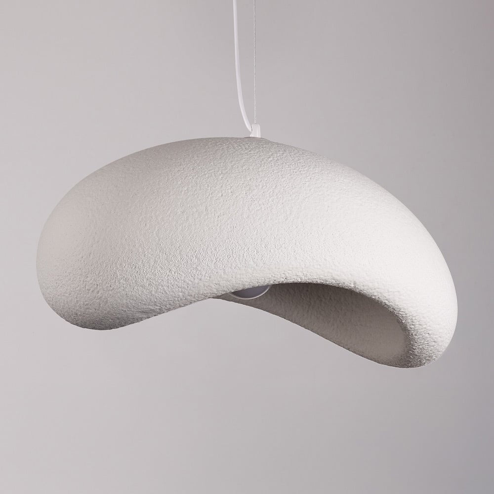 Katsura Layered Stone-Effect Pendant Light — White, 60 cm