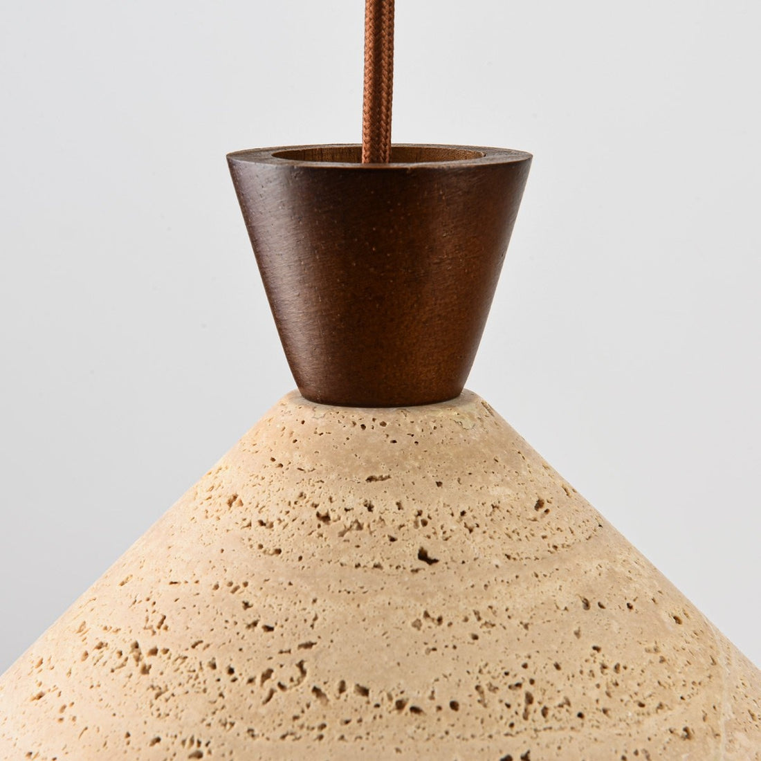 Miyo Travertine & Wood Pendant Light — 3 Lights
