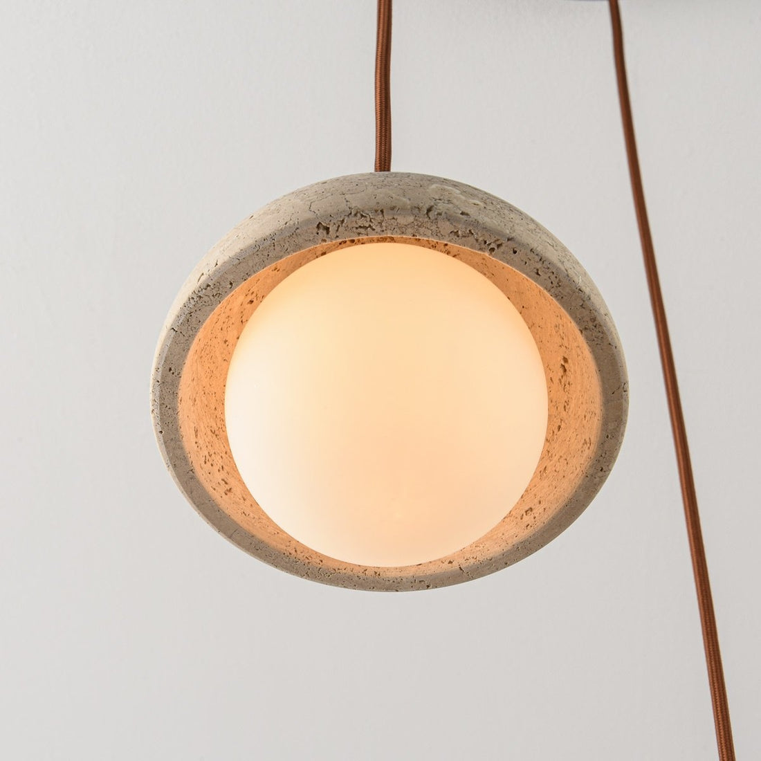 Sabbia Travertine & Glass Pendant Light — 3 Lights, Round