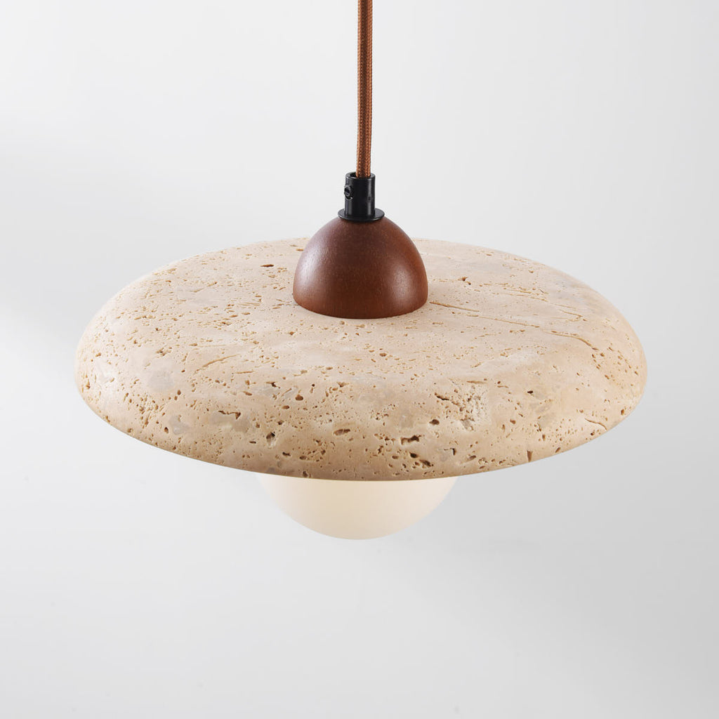 Kiyomi Travertine & Glass Pendant Light — Beige