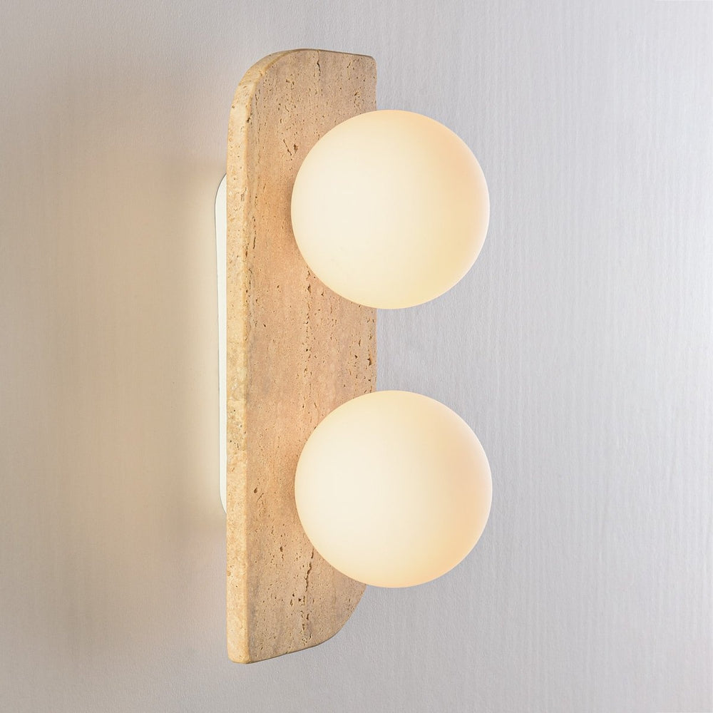 Orla Travertine Globe Wall Light — 2 Lights after dark