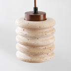 Kyoto Travertine & Wood Cylinder Pendant Light — Beige