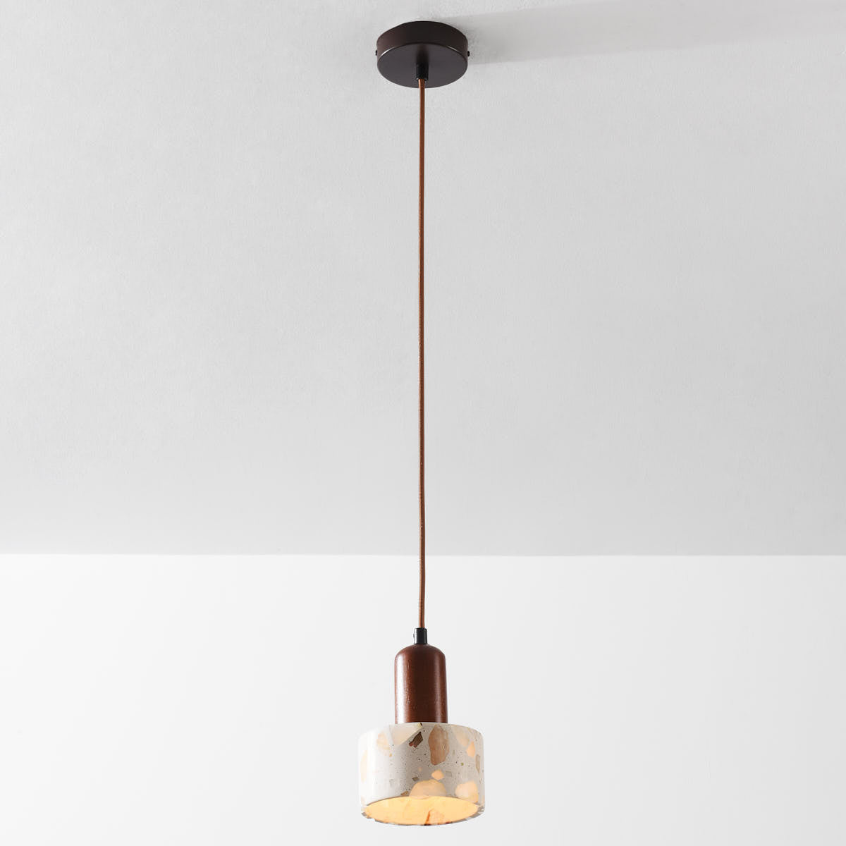 Koto Terrazzo & Wood Pendant Light — Brown