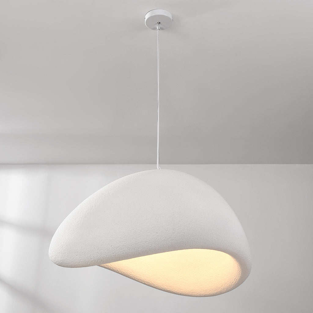 Large 80cm Senja white pendant light in double-height hallway interior setting