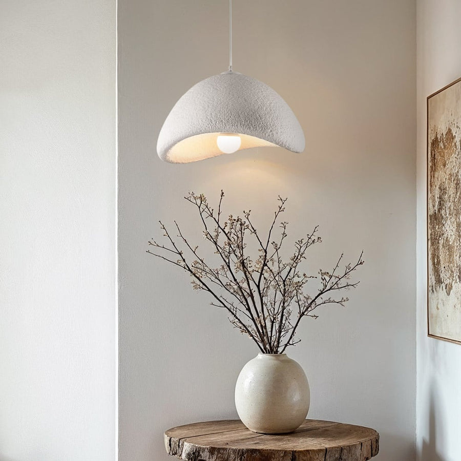 Senja Cloud Stone-Effect Pendant Light — White, 38 cm