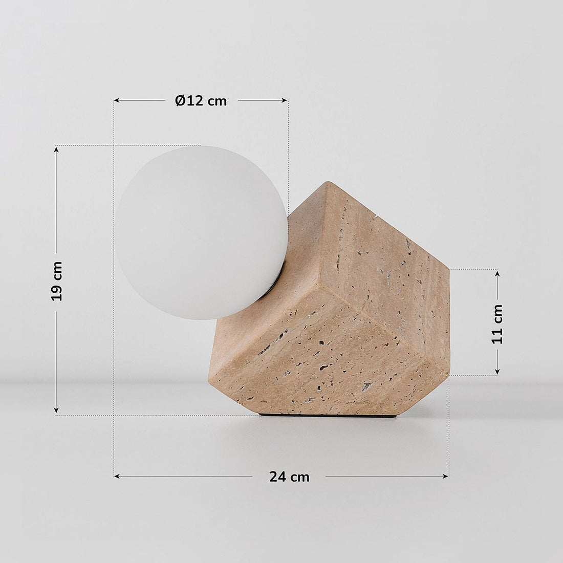 Isla Travertine Globe Table Lamp — Sand Beige