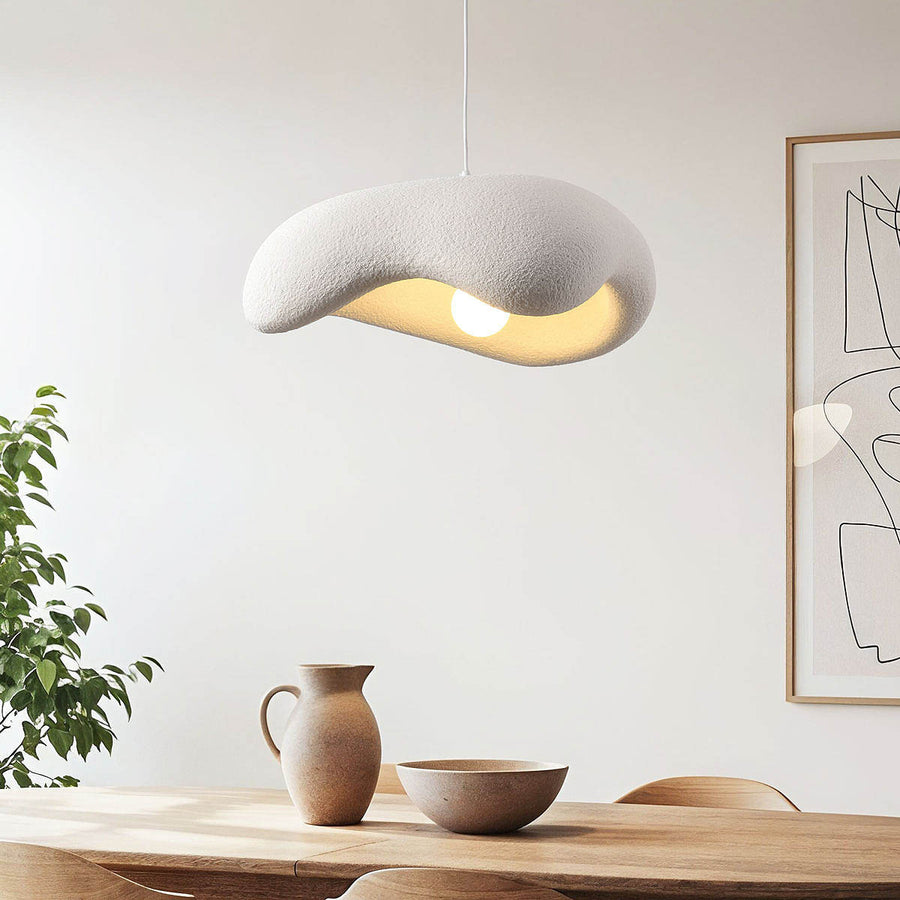 Kintsu Wide Stone-Effect Pendant Light — White