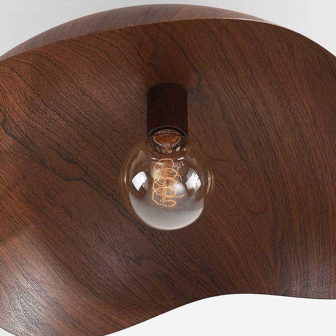 Nami Wavy Metal Ceiling Light — Walnut Look