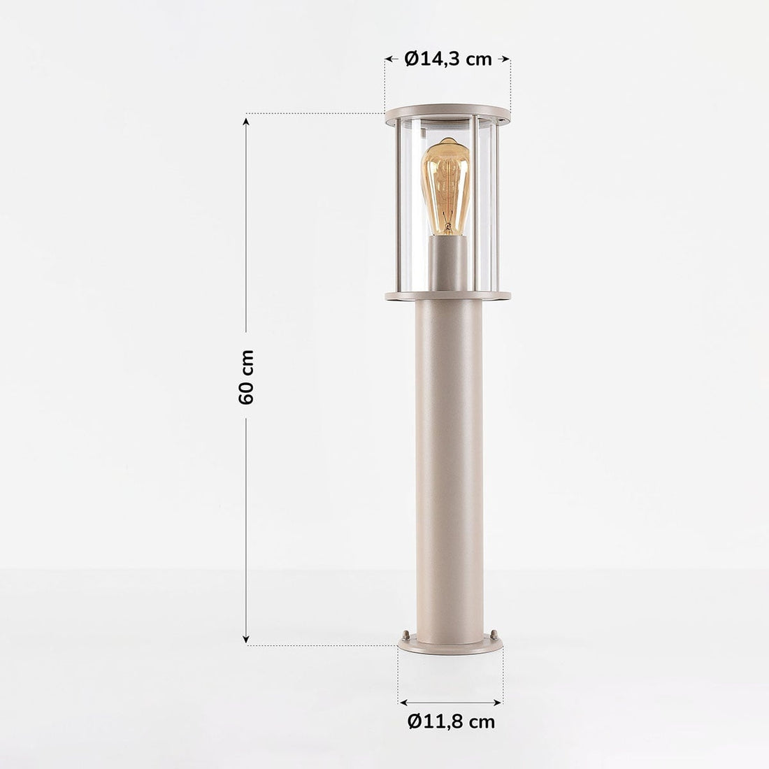 Dune Outdoor Post Light — Beige, Clear Glass, 60 cm
