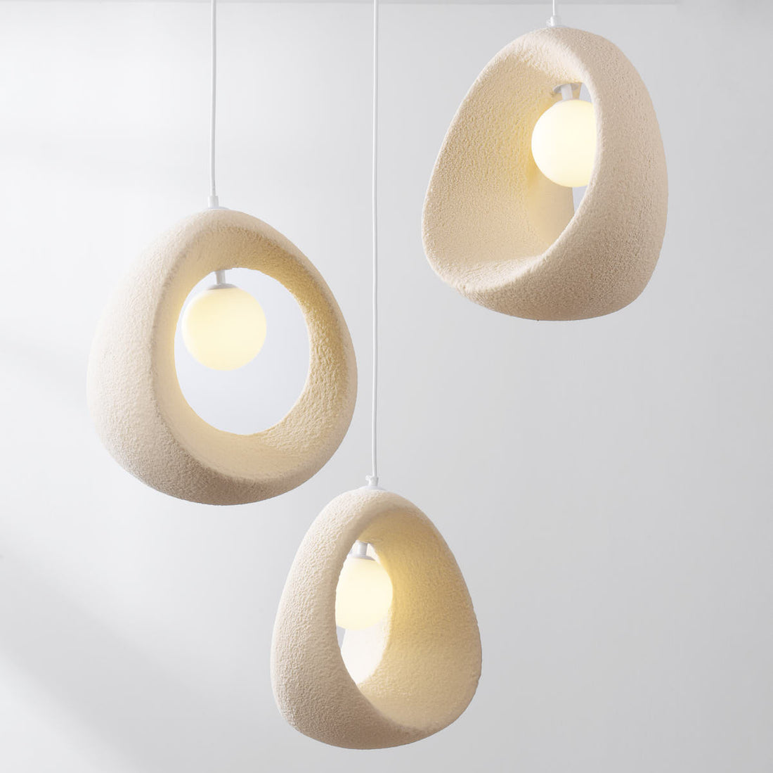 Umi Stone-Effect LED Pendant Light — 3 Lights, Cluster