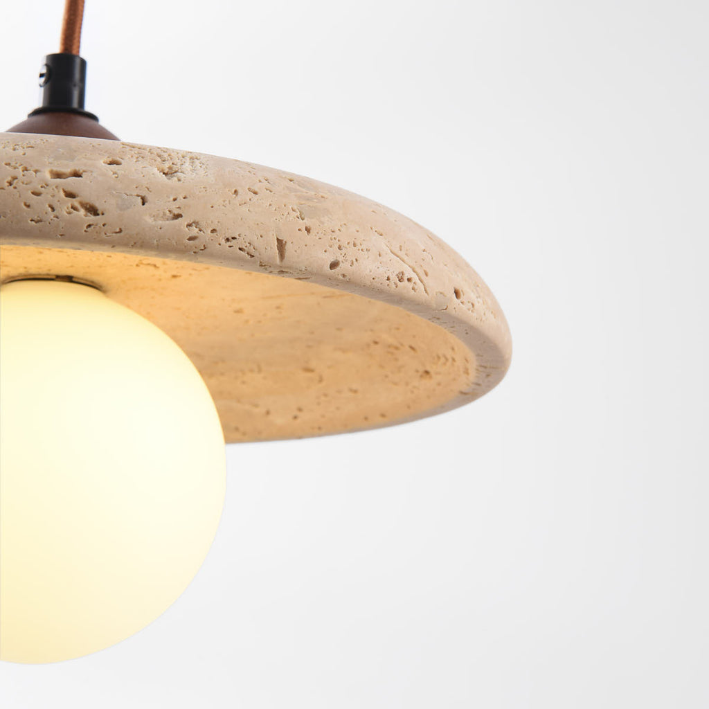 Kiyomi Travertine & Glass Pendant Light — Beige