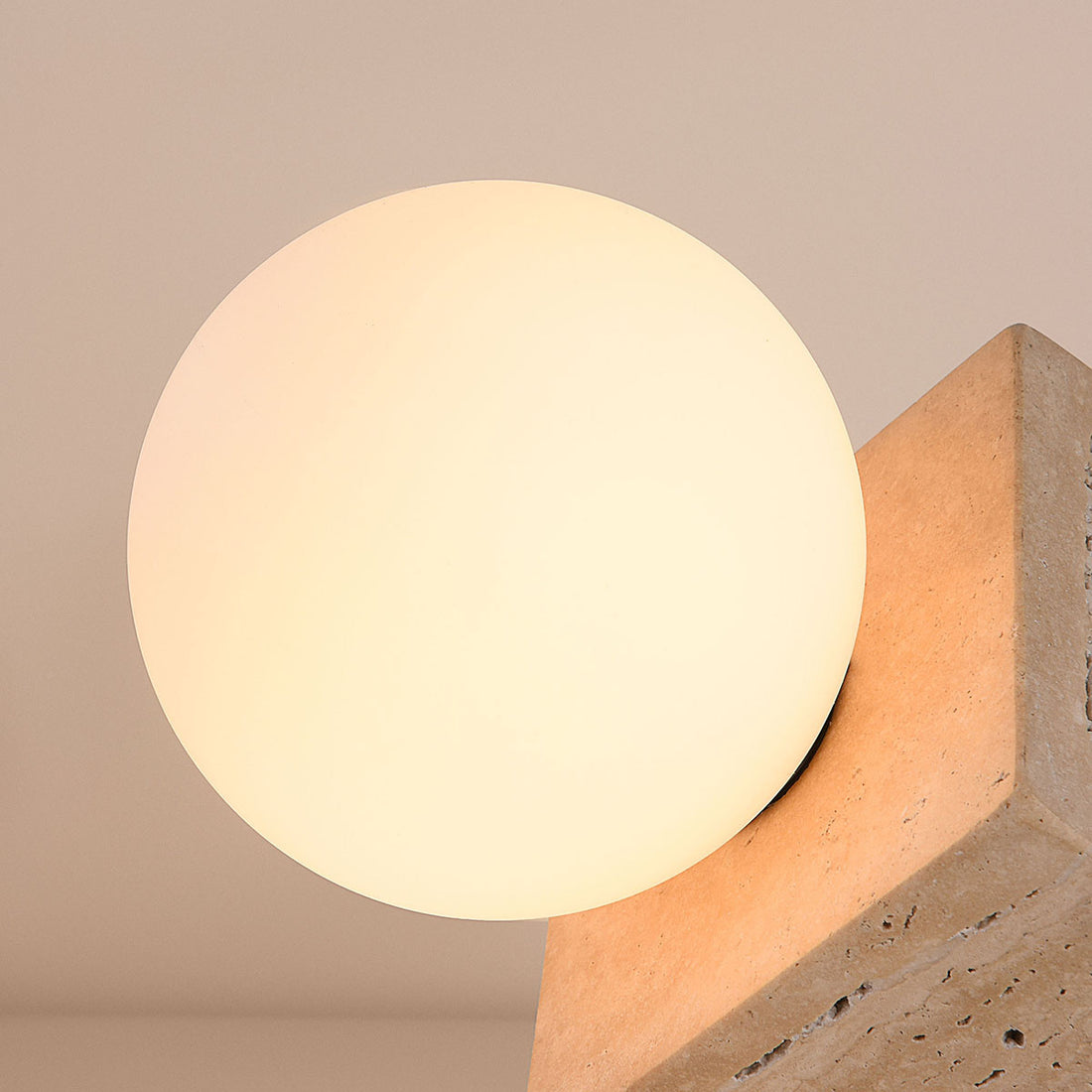 Isla Travertine Globe Table Lamp — Sand Beige