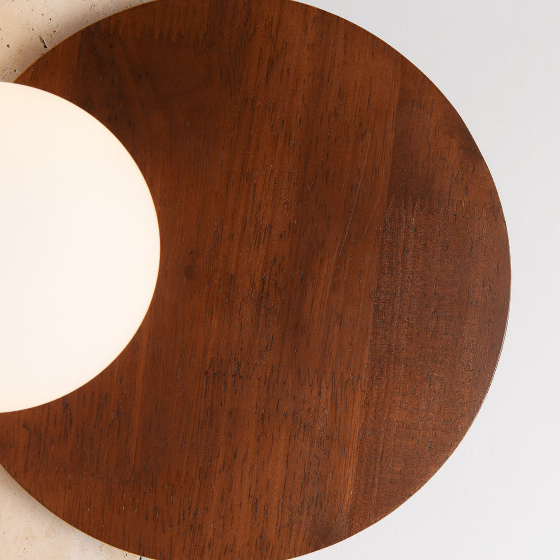 Yori Travertine & Wood Wall Light — Sand Beige