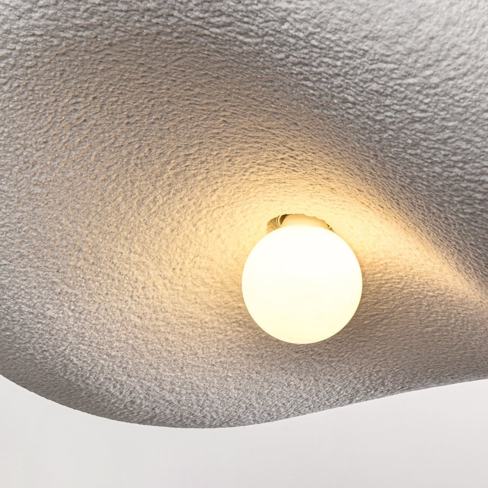 Kaia Curved Stone-Effect Pendant Light — White, 60 cm