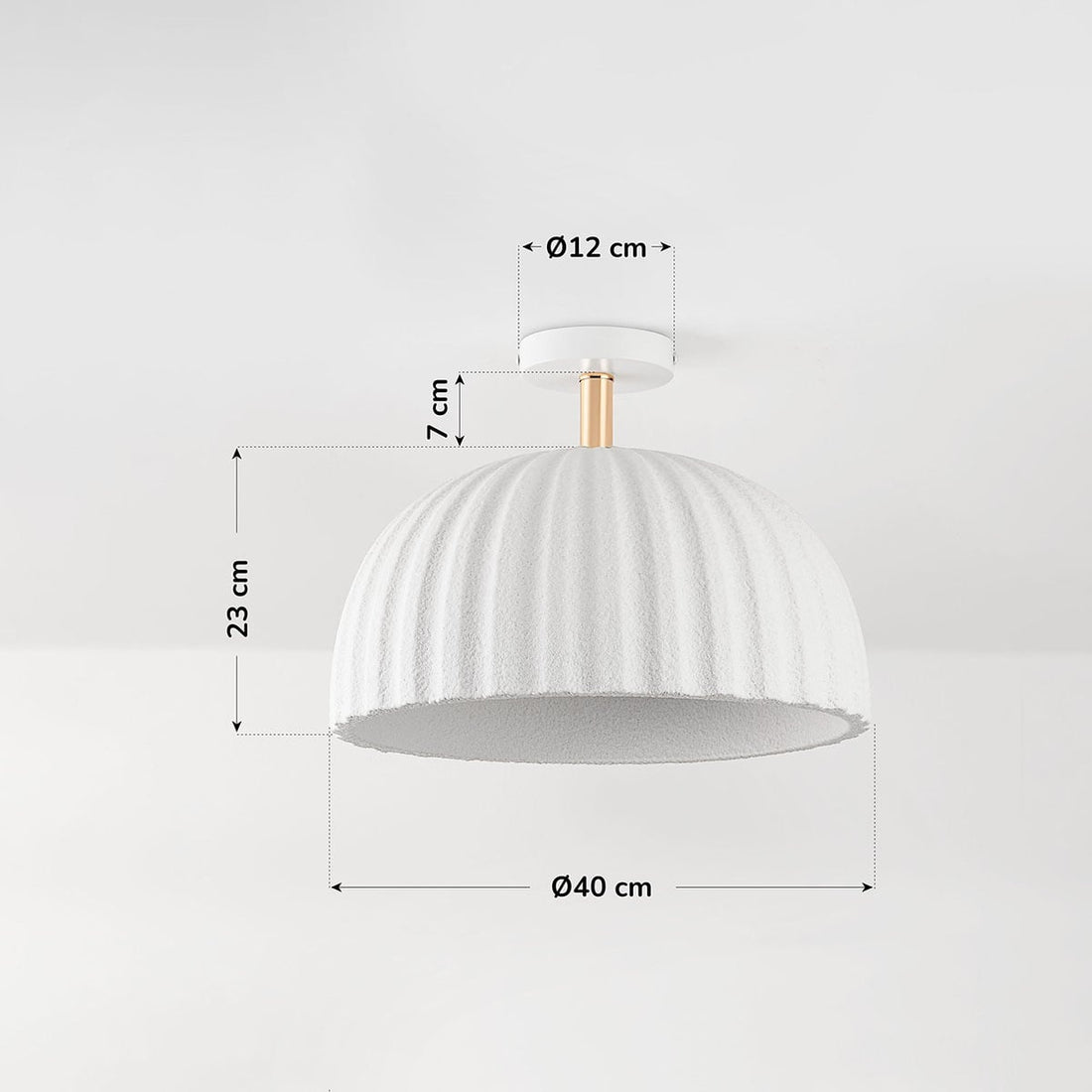 Riba Ribbed Ceiling Light — White, 40 cm