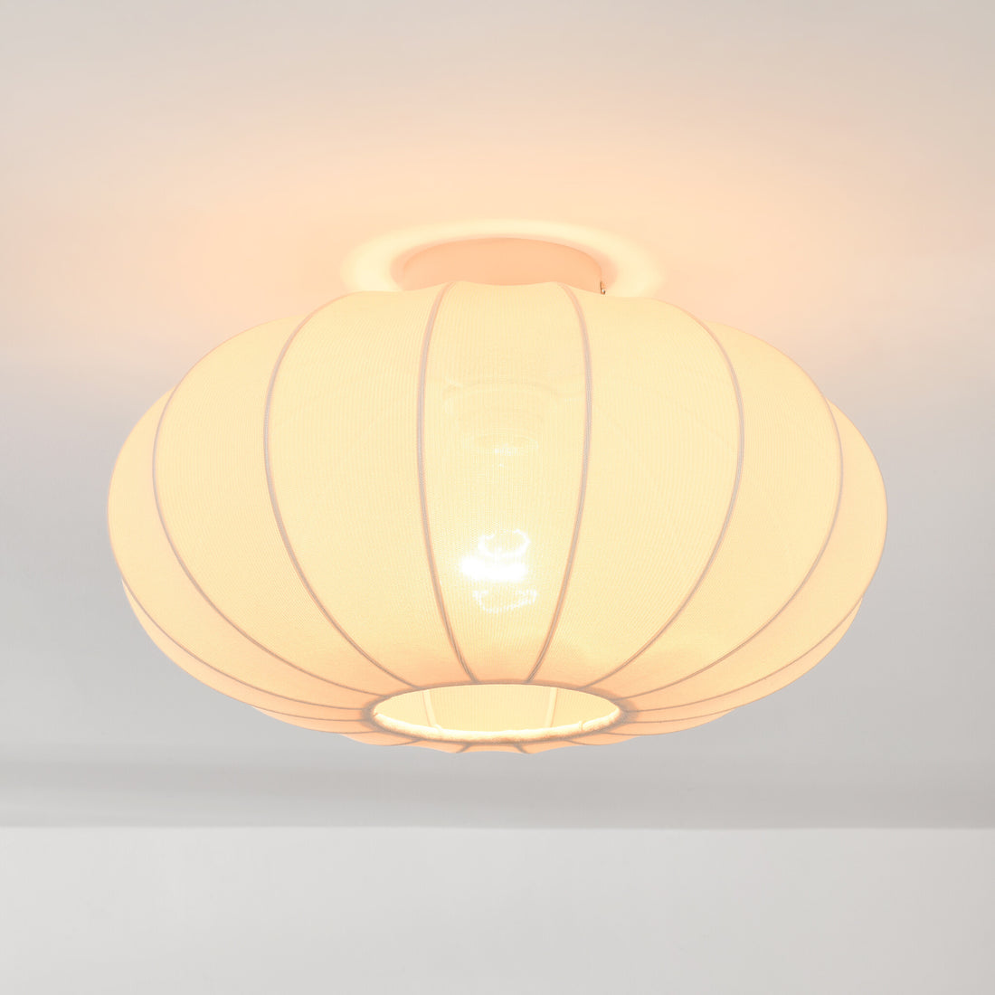 Aya beige fabric ceiling light 38cm diameter showing Japandi design
