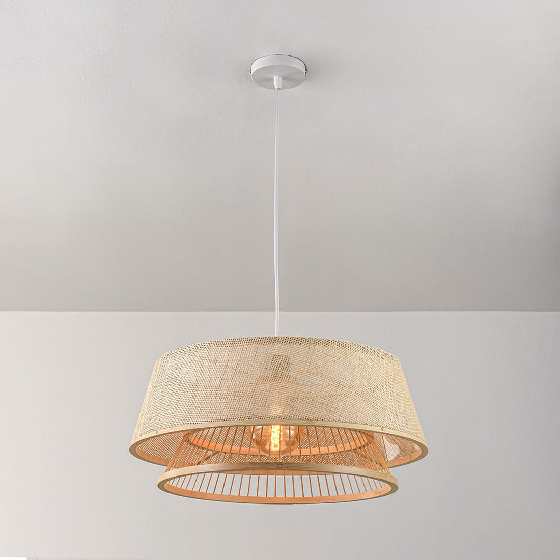 Tamo Woven Bamboo Pendant Light — Natural, 50 cm