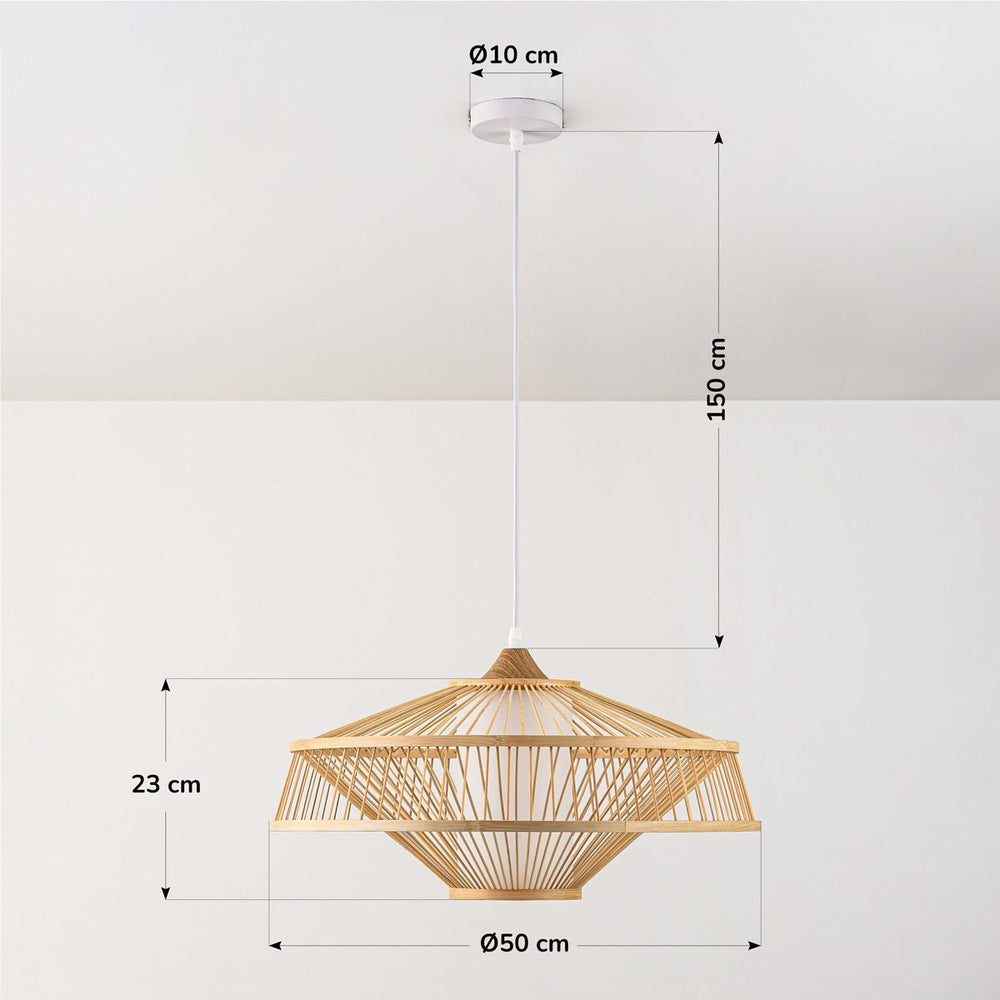 Dimensions for Oki Bamboo Pendant Light — Natural, 50 cm