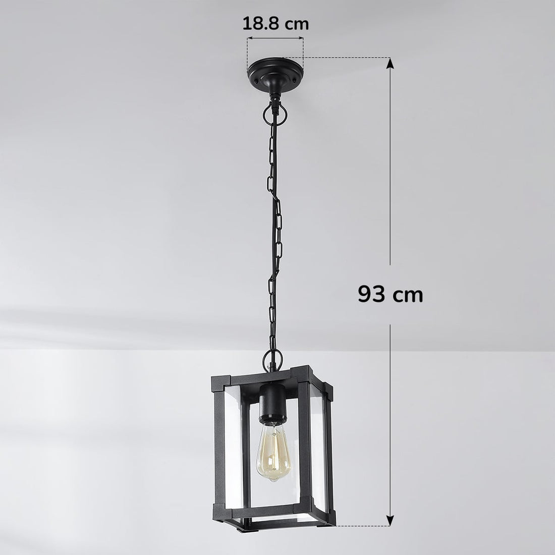 Holt Industrial Outdoor Pendant Light — Black, Glass Panels