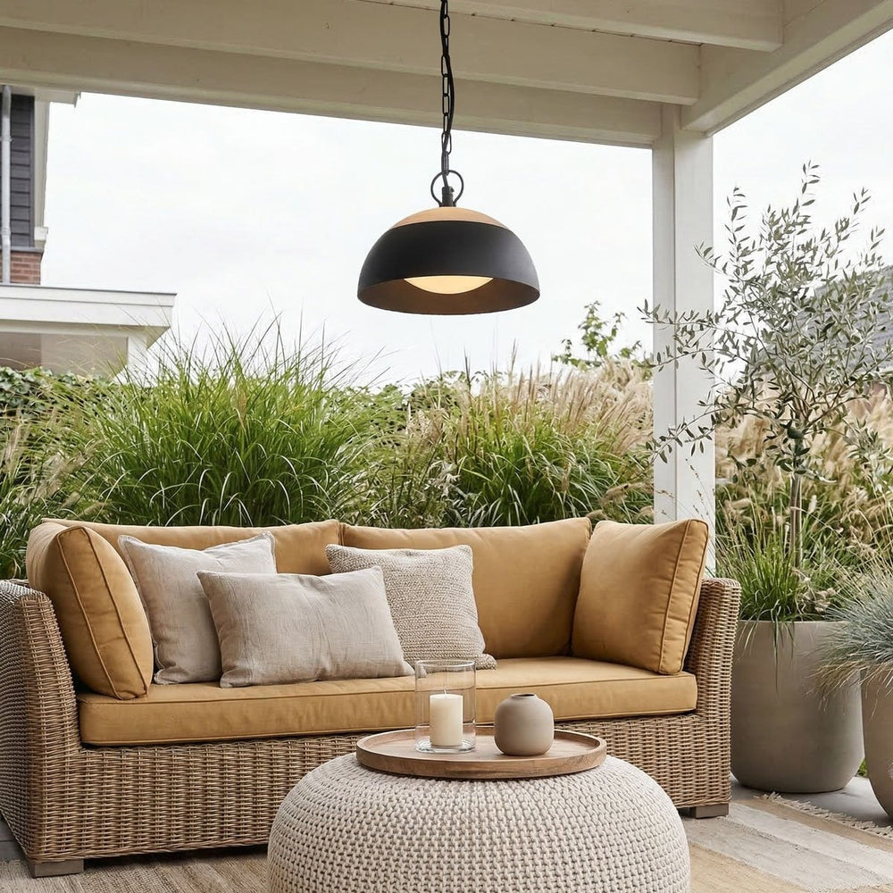 Heath Up & Down Outdoor Pendant Light — Black, LED in a room