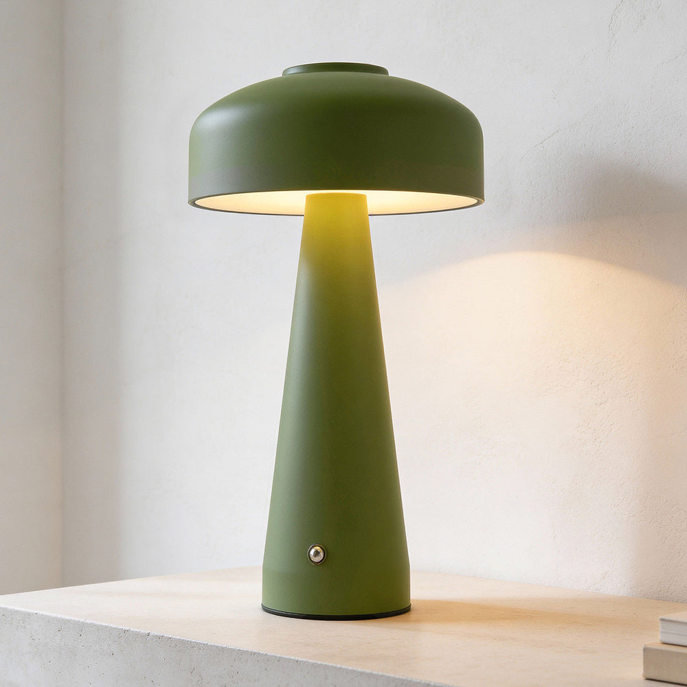 Momo Rechargeable Mushroom Table Lamp — Green in a room