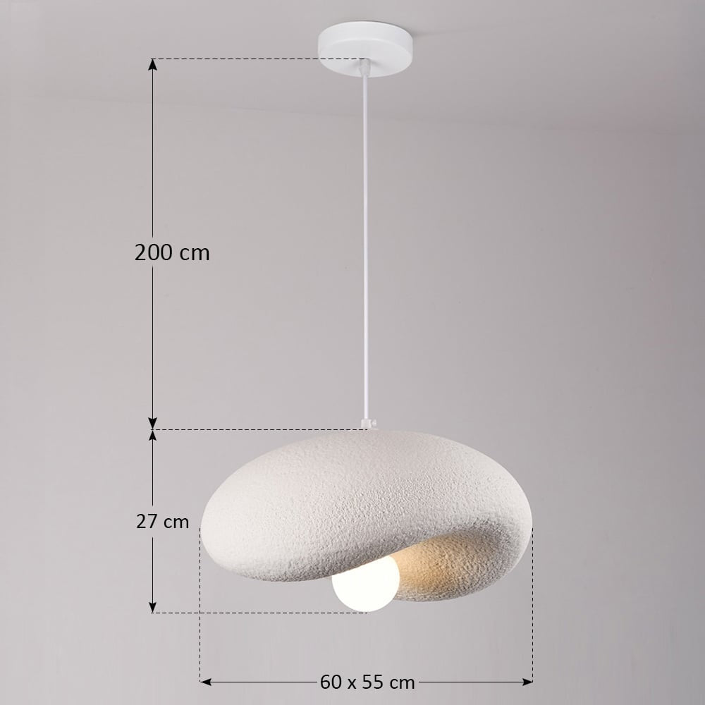 Kaia Curved Stone-Effect Pendant Light — White, 60 cm