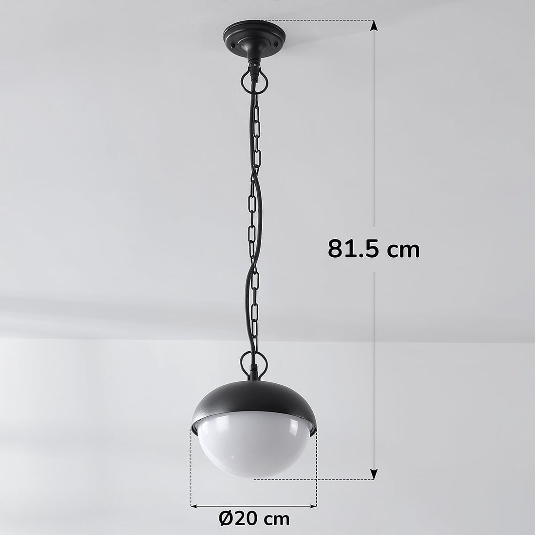 Dale Opal Globe Outdoor Pendant Light — Black