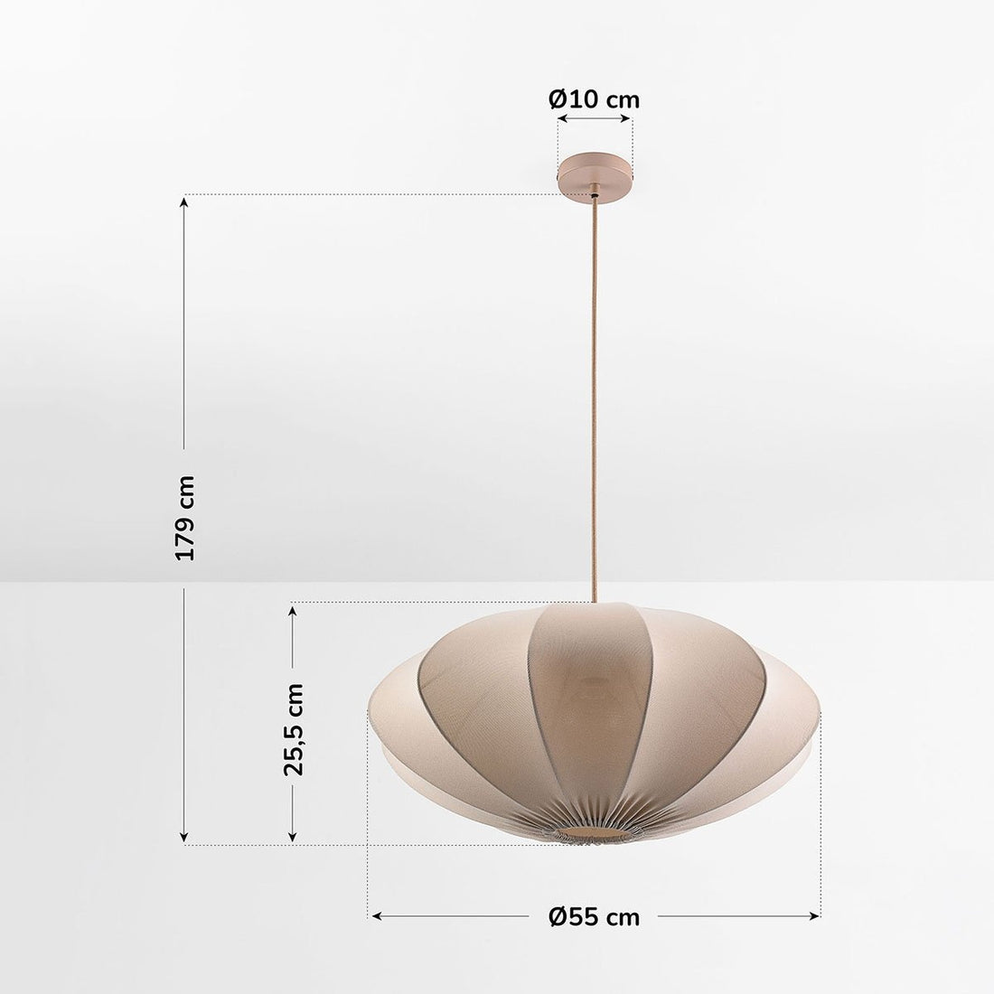 Elva Fabric Pendant Light — Taupe, 55 cm