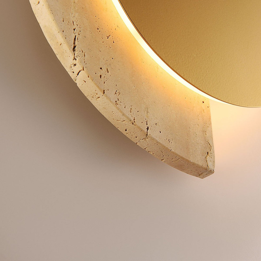 Gilda LED Travertine Wall Light — Gold & Sand Beige