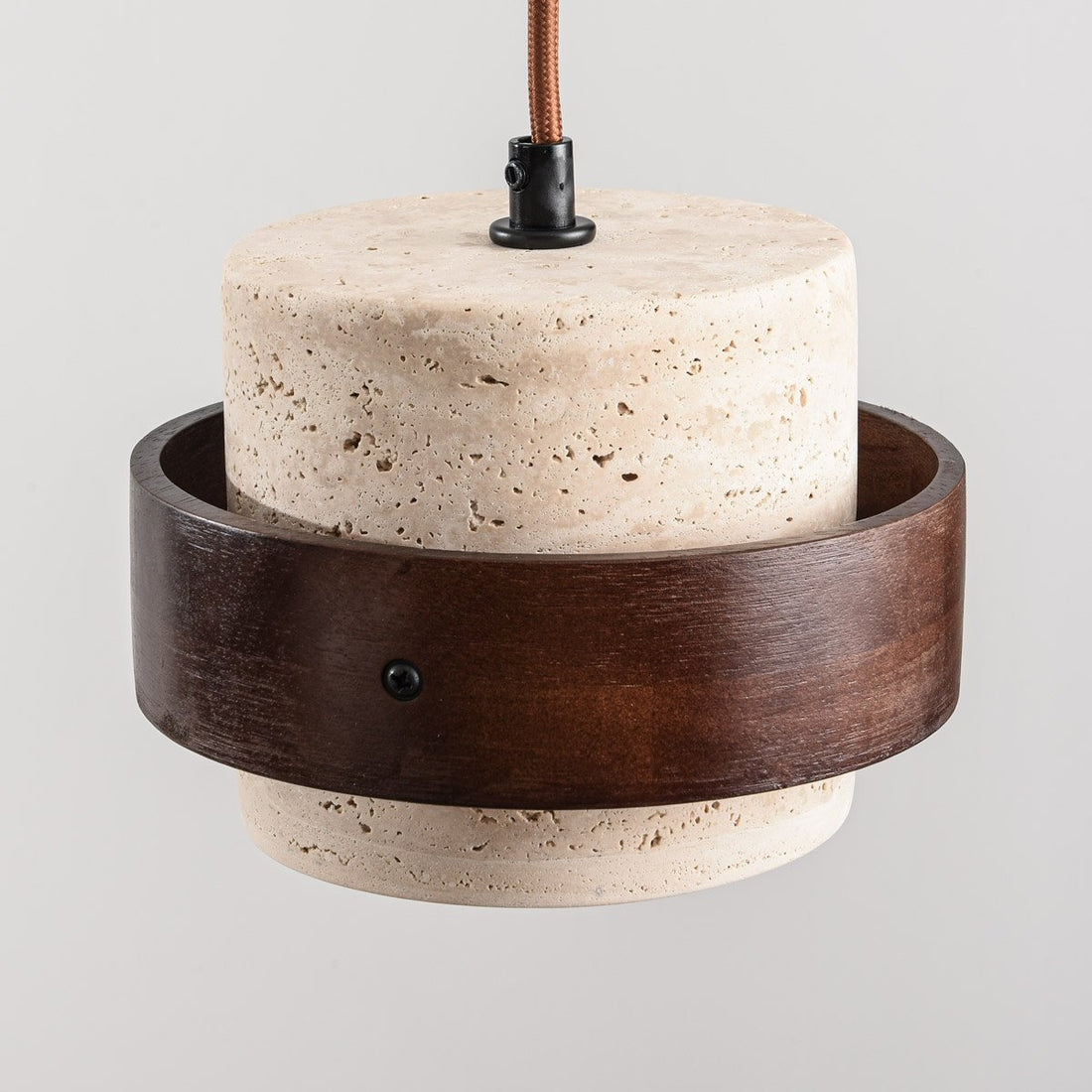 Tsumi Travertine & Wood Pendant Light — 2 Lights