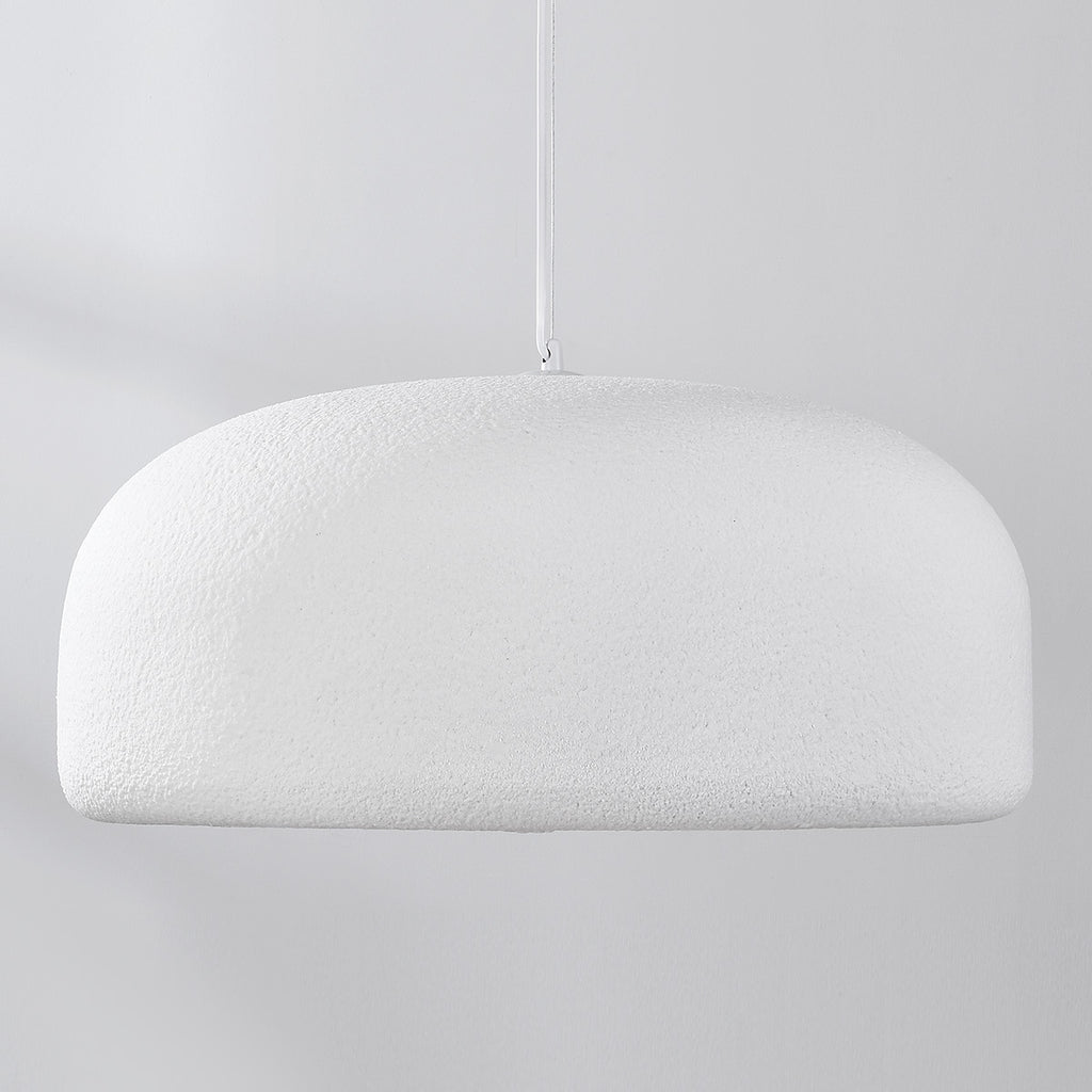 Shiro Round Disc Pendant Light — White Stone Effect, 60 cm