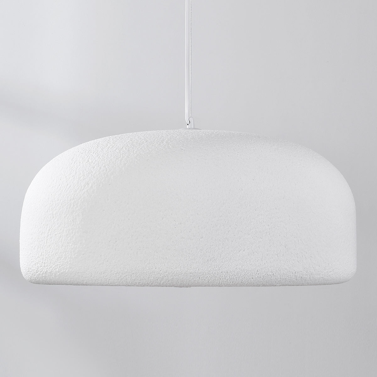 Shiro Round Disc Pendant Light — White Stone Effect, 60 cm
