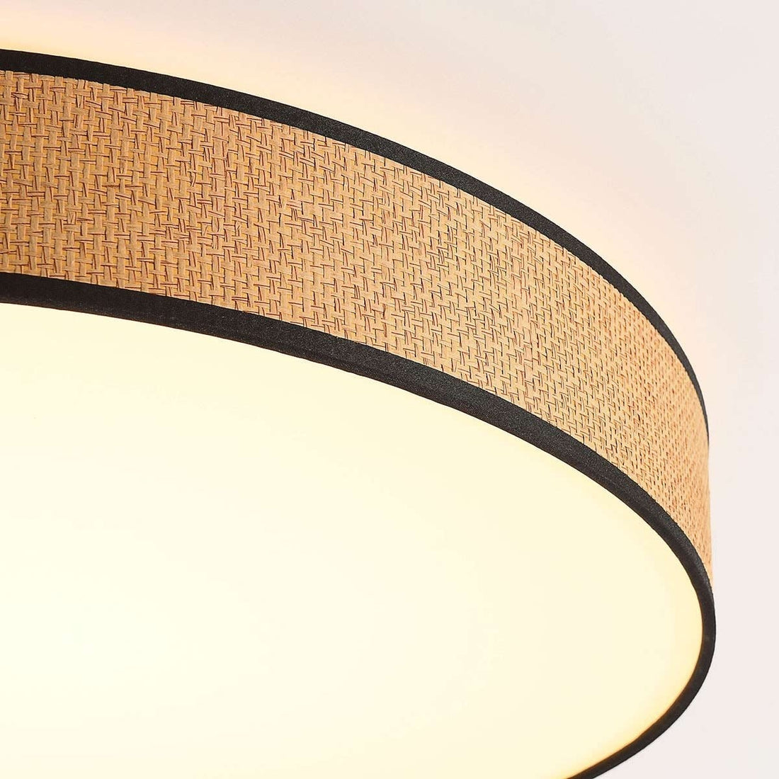 Seto Woven Seagrass LED Ceiling Light — Natural & Black, 50 cm