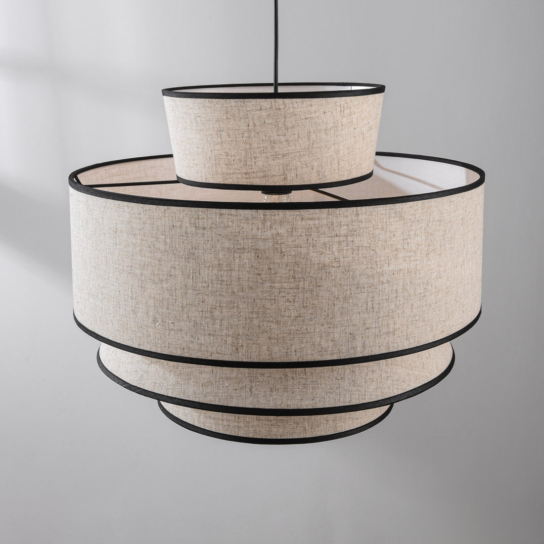 Nori Linen Pendant Light — Natural & Black, 50 cm