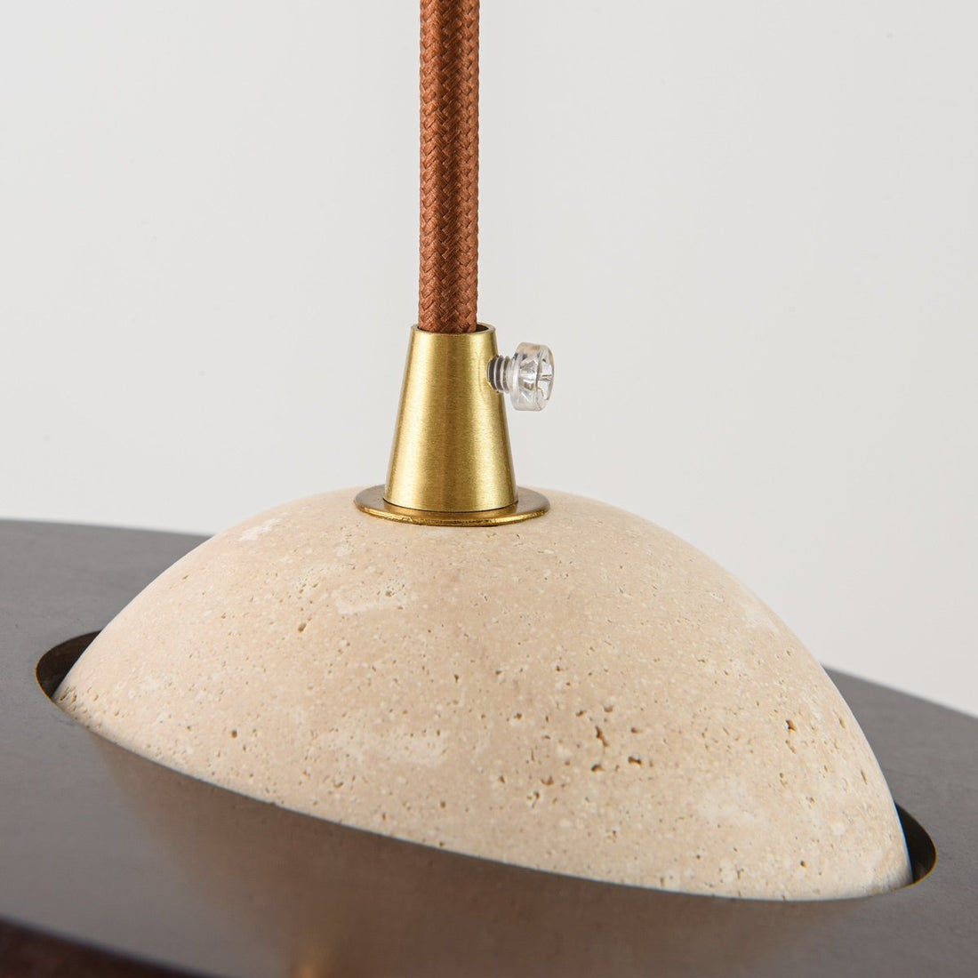 Tomo Travertine & Wood Pendant Light — Single, 20 cm
