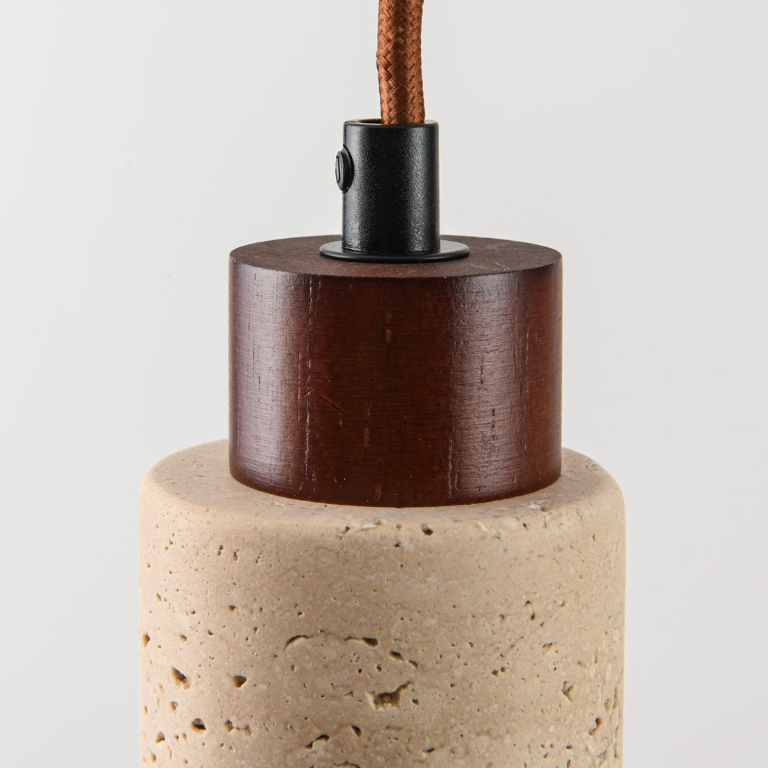Naru Travertine & Wood Pendant Light — 4 Spots, Bulbs Included