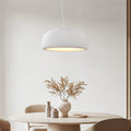 Shiro round white pendant light 60cm diameter with stone effect finish