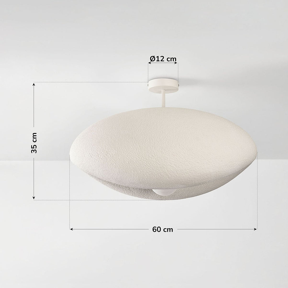 Kaia Curved Stone-Effect Ceiling Light — White, 60 cm