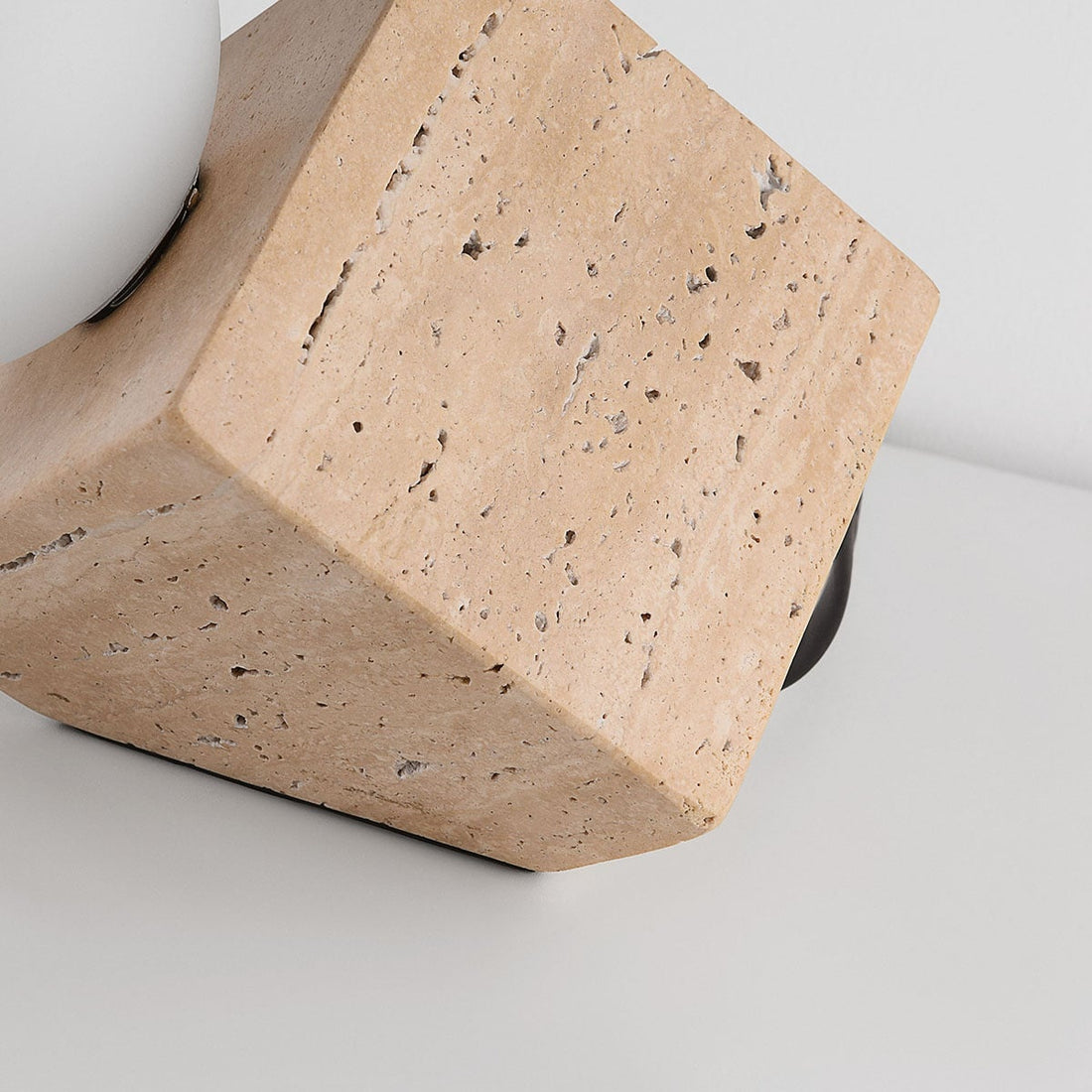 Isla Travertine Globe Table Lamp — Sand Beige