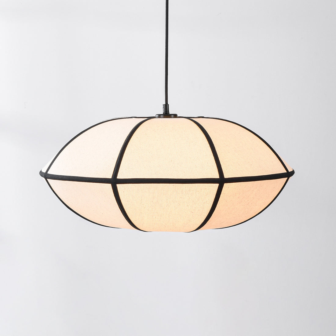 Ren Linen Pendant Light — Beige & Black, 50 cm