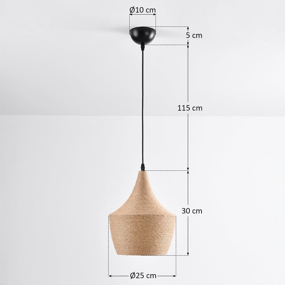 Corda Hemp Rope Pendant Light — Natural & Gold