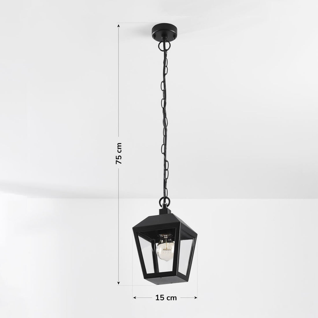 Cairn Rustic Lantern Outdoor Pendant Light — Black