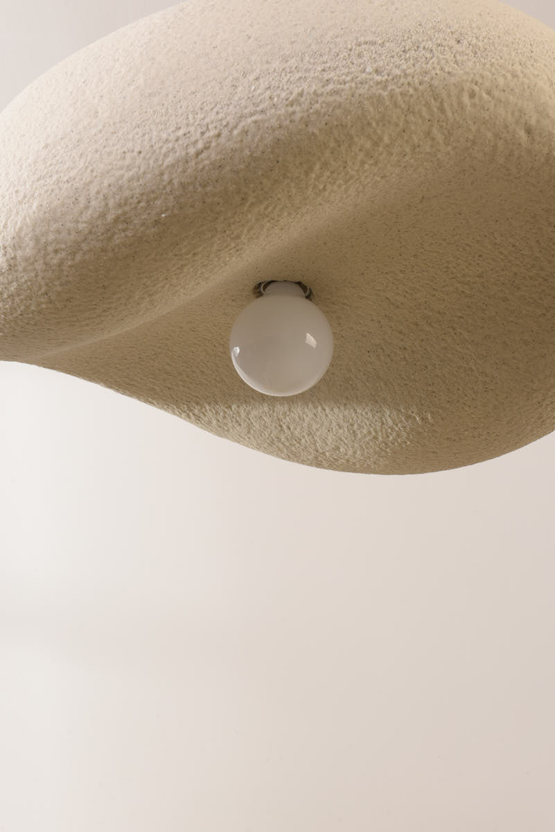 Kaia Curved Stone-Effect Pendant Light — Speckled Sand, 60 cm